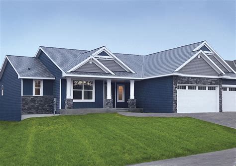 grey siding blue metal roof house|7 Best Metal Roof and Siding Color Combinations.